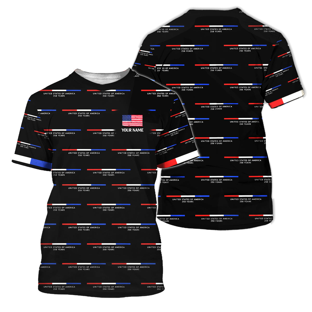 USA 250th Anniversary Golf Polo Shirt Custom Name Patriotic Men