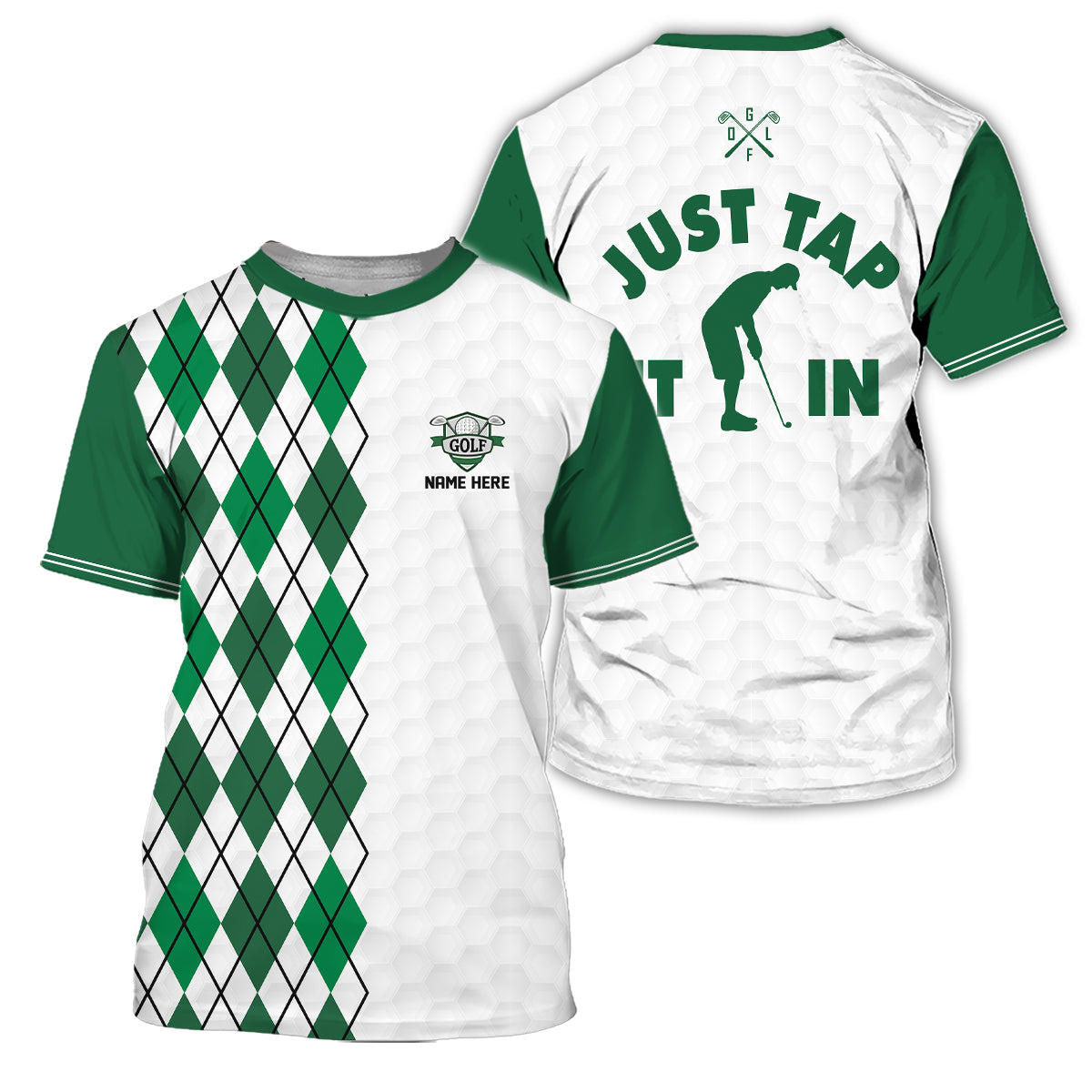 Personalized Golf Polo Shirt for Men, Argyle Pattern, Unique Golf Gift