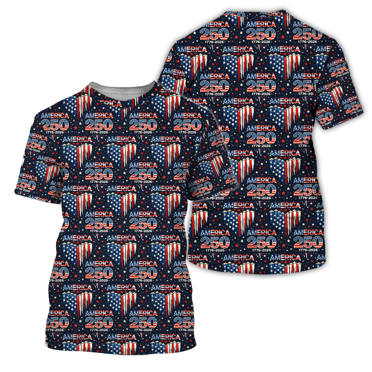 America 250 Golf Polo Patriotic Stars Flag Performance Shirt