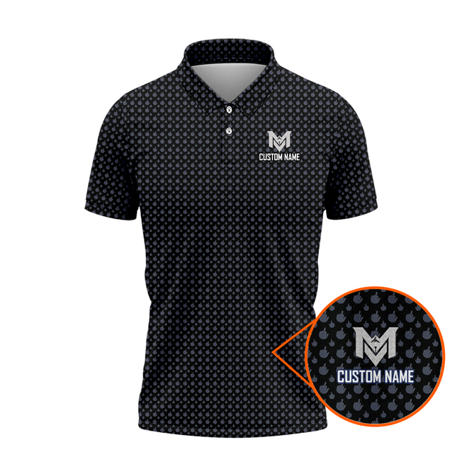 Black Funny Golf Hand Gesture Polo Shirt for Men All Over Print Performance Golf Polo Lightweight Breathable Golf Apparel