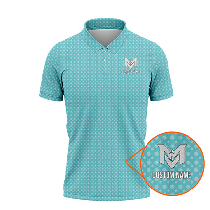 Light Blue Funny Golf Hand Gesture Polo Shirt for Men All Over Print Performance Golf Polo Lightweight Breathable Golf Apparel