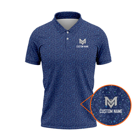 Personalized Name Golf Polo Shirt – Custom Pattern Polo for Men – Stylish Casual Golf Shirt