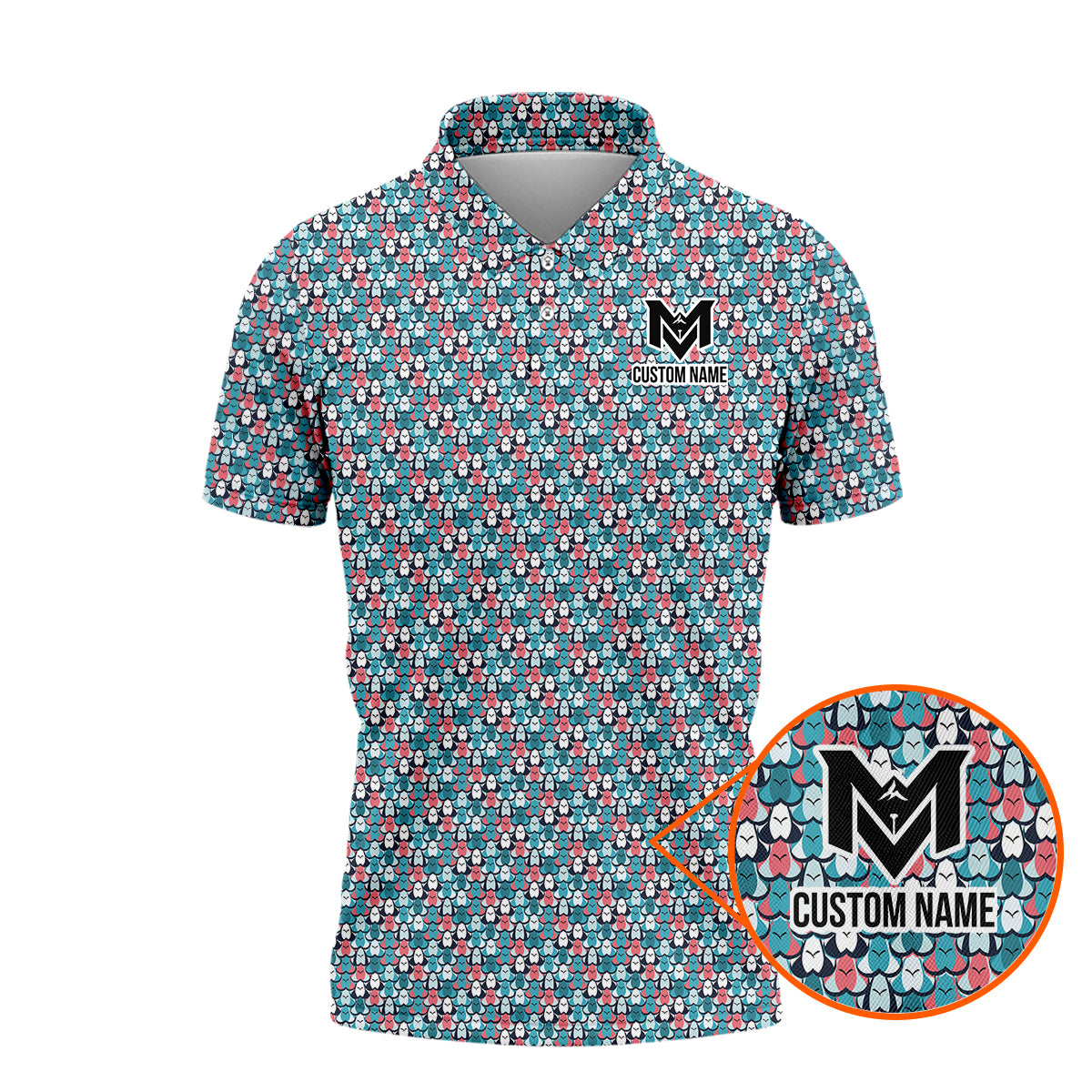 Personalized Boob Pattern Golf Men's Polo Shirt – Custom Name Funny Body Positive Polo
