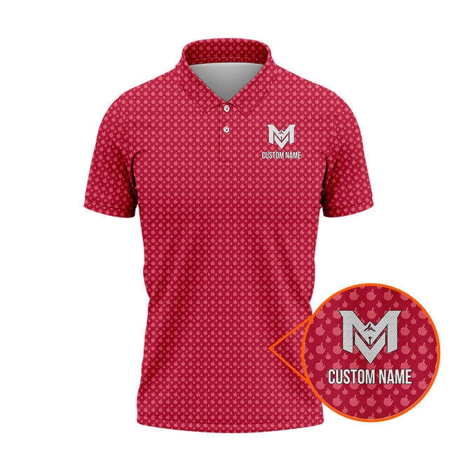 Red Funny Golf Hand Gesture Polo Shirt for Men All Over Print Performance Golf Polo Lightweight Breathable Golf Apparel