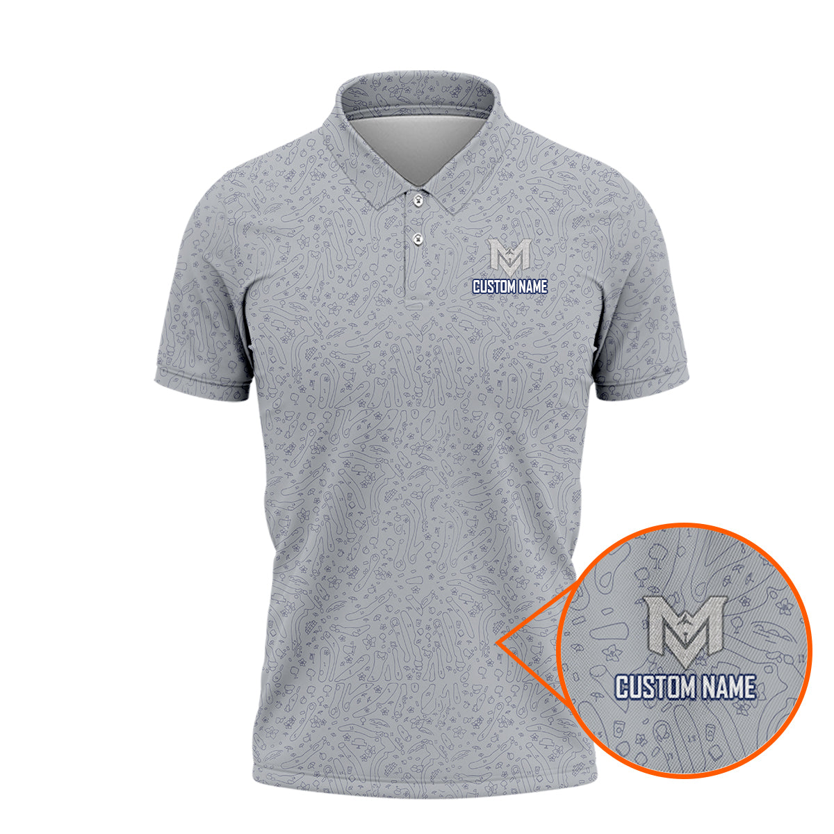 Personalized Funny Golf Doodle Pattern Polo Shirt for Men Minimalist All Over Print Performance Golf Polo Lightweight Breathable Golf Shirt