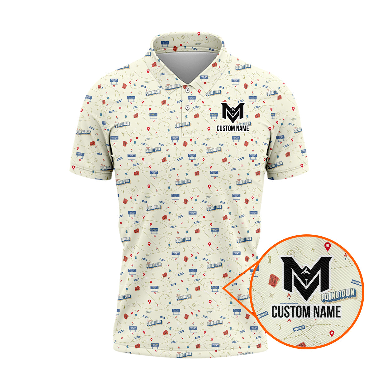 Personalized Funny Golf Course Map Polo Shirt for Men Golf Course Strategy Pattern Performance Golf Polo Lightweight Breathable Golf Apparel