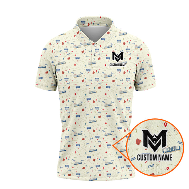 Funny Golf Course Map Polo Shirt for Men Golf Course Strategy Pattern Performance Golf Polo Lightweight Breathable Golf Apparel