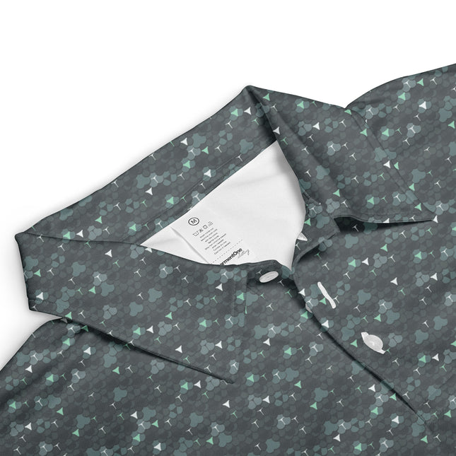 Dark Golf Ball Pattern Polo Shirt for Men Modern All Over Print Performance Golf Polo Lightweight Breathable Golf Apparel