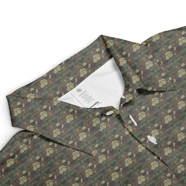 Camo Golf Polo Shirt for Men Camouflage All Over Print Performance Golf Shirt Lightweight Breathable Golf Apparel Golfer Gift