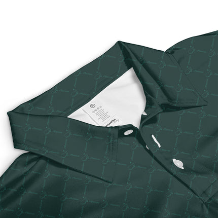Masters Green Golf Polo Shirt for Men Classic Tournament Pattern Performance Golf Polo Lightweight Breathable Golf Apparel