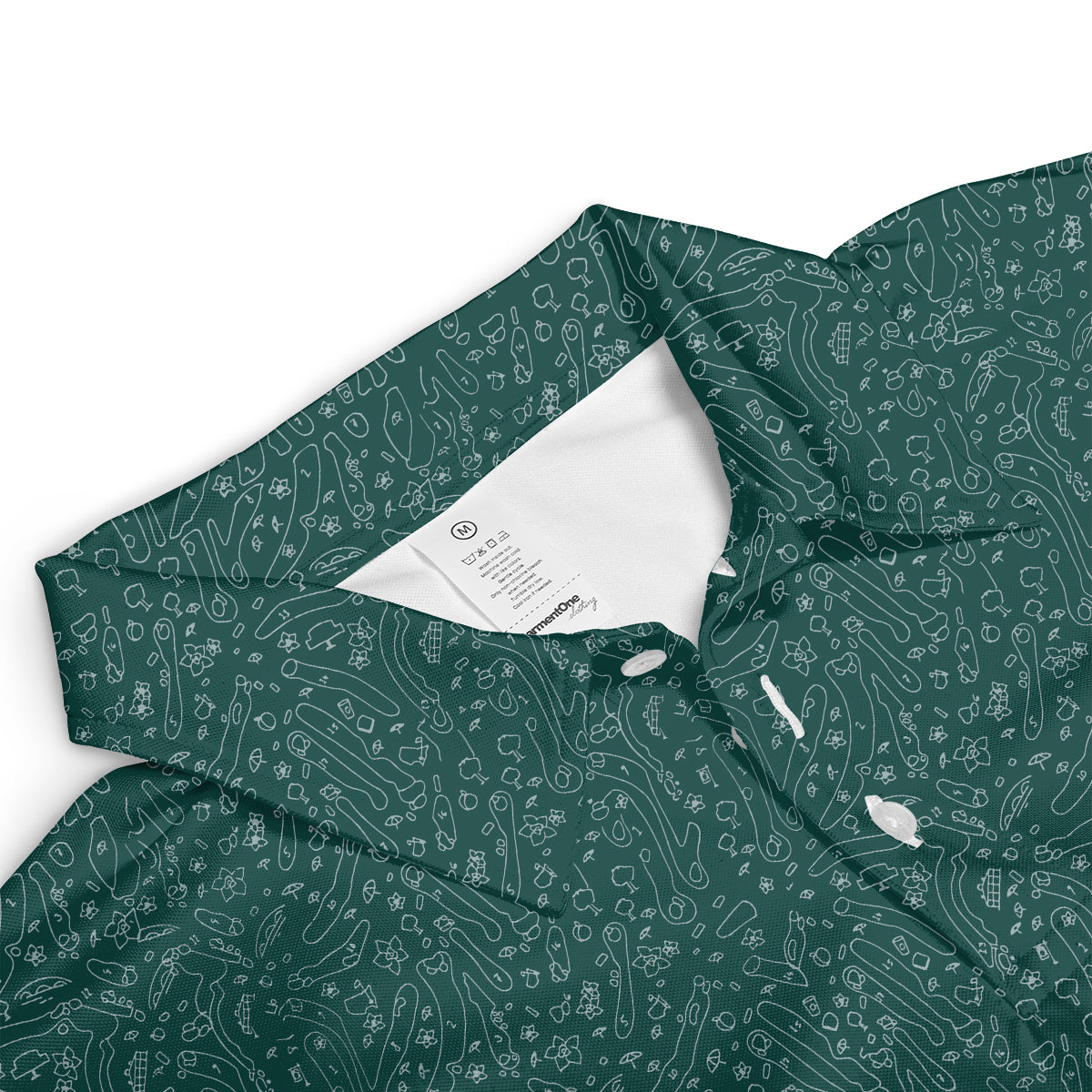 Personalized Green Golf Doodle Pattern Polo Shirt for Men Funny All Over Print Performance Golf Polo Lightweight Breathable Golf Apparel