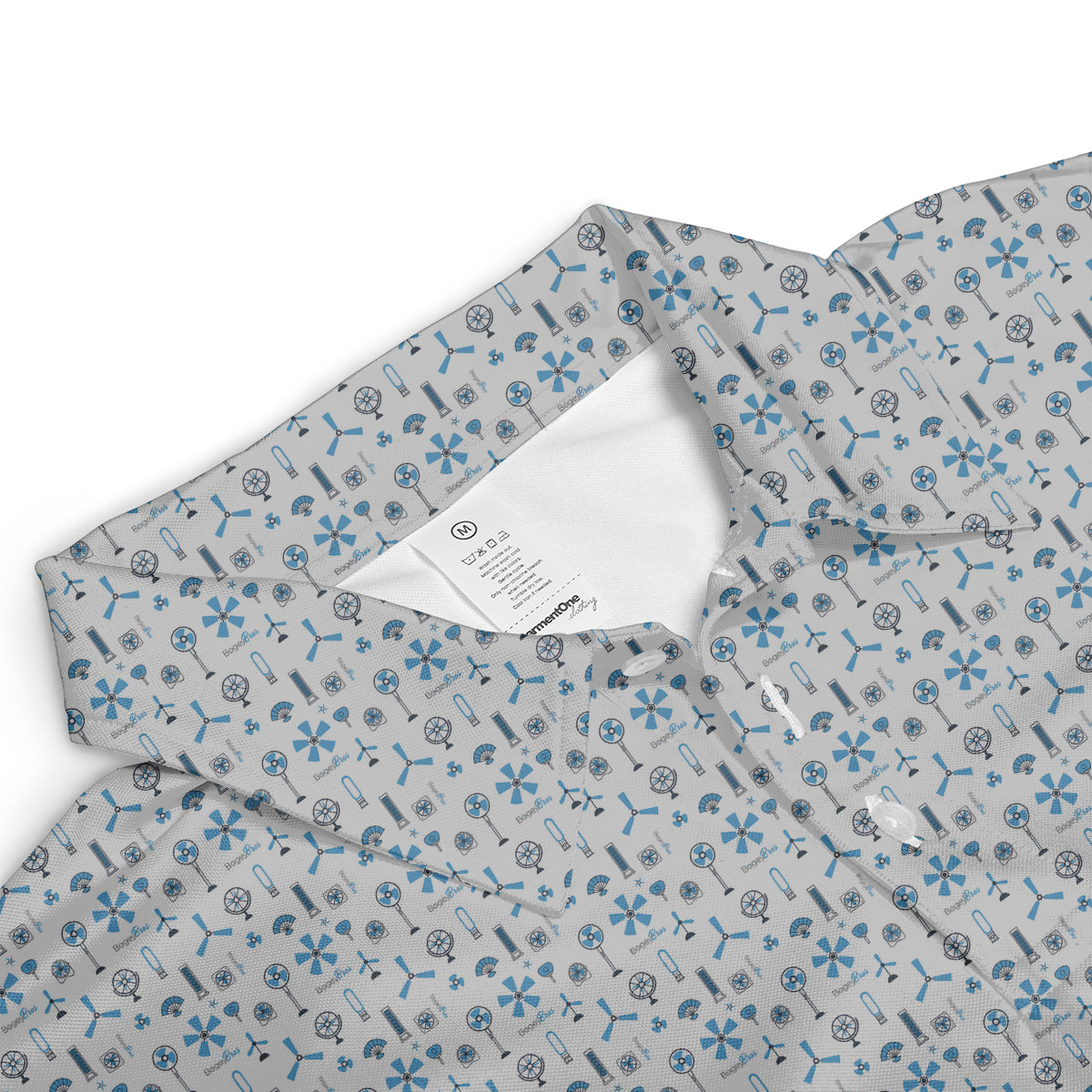 Personalized Blue Funny Golf Icons Polo Shirt for Men Golf Equipment Pattern All Over Print Performance Golf Polo Lightweight Breathable Golf Apparel