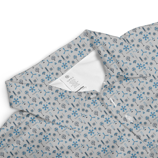 Blue Funny Golf Icons Polo Shirt for Men Golf Equipment Pattern All Over Print Performance Golf Polo Lightweight Breathable Golf Apparel