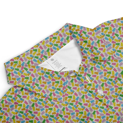 Colorful Gummy Bear Golf Polo Shirt for Men Funny Candy Pattern All Over Print Performance Golf Polo Lightweight Breathable Golf Apparel