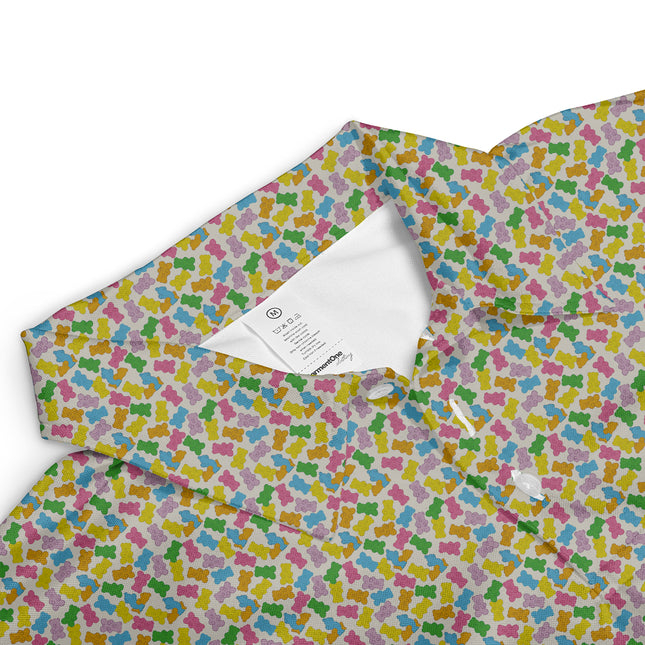 Colorful Gummy Bear Golf Polo Shirt for Men Funny Candy Pattern All Over Print Performance Golf Polo Lightweight Breathable Golf Apparel