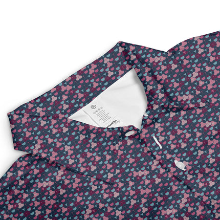 Pink Blue Golf Ball Pattern Polo Shirt for Men Modern All Over Print Performance Golf Polo Lightweight Breathable Golf Apparel