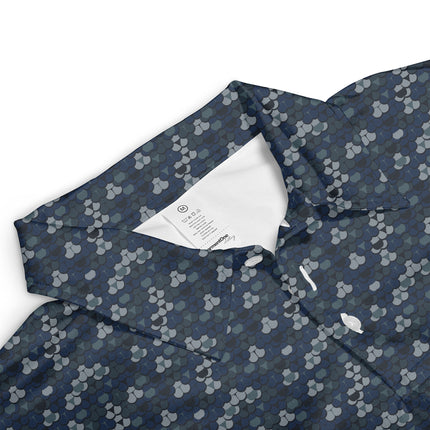 Blue Golf Ball Pattern Polo Shirt for Men All Over Print Performance Golf Polo Lightweight Breathable Golf Apparel