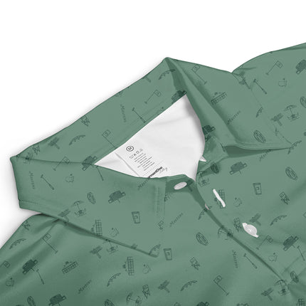 Personalized Golf Icons Pattern Polo Shirt for Men – Custom Name Golf Polo Shirt – Unique Casual Sport Shirt