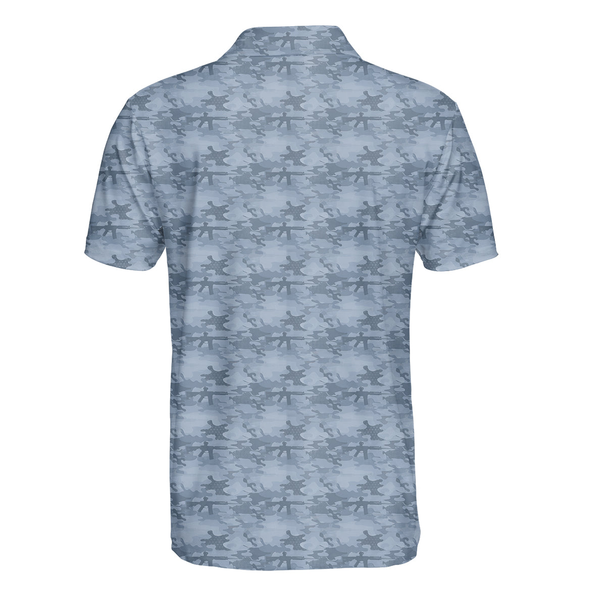 Men’s Tactical Camo Golf Polo Shirt, Rifle Camouflage Pattern Golf Shirt, Military Style Golf Polo, Patriotic Golf Apparel