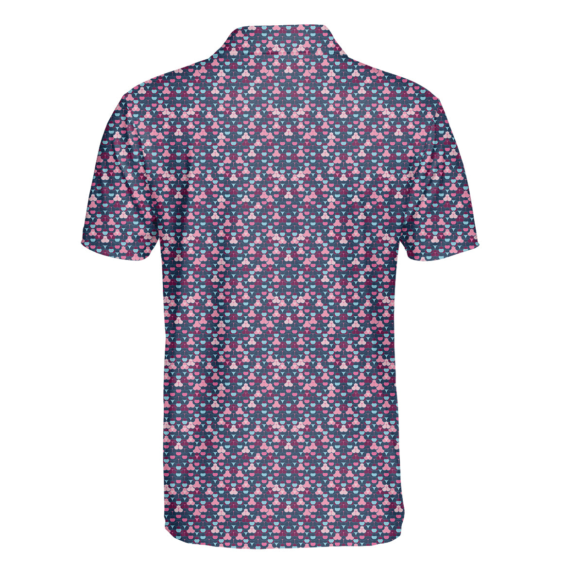 Personalized Pink Blue Golf Ball Pattern Polo Shirt for Men Modern All Over Print Performance Golf Polo Lightweight Breathable Golf Apparel