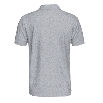 Funny Golf Doodle Pattern Polo Shirt for Men Minimalist All Over Print Performance Golf Polo Lightweight Breathable Golf Shirt