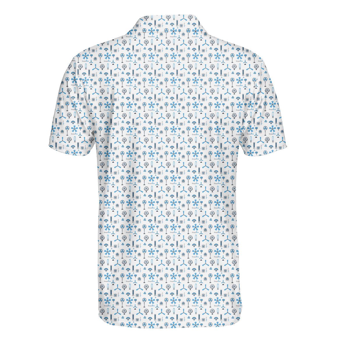 Personalized Blue Funny Golf Icons Polo Shirt for Men Golf Equipment Pattern All Over Print Performance Golf Polo Lightweight Breathable Golf Apparel