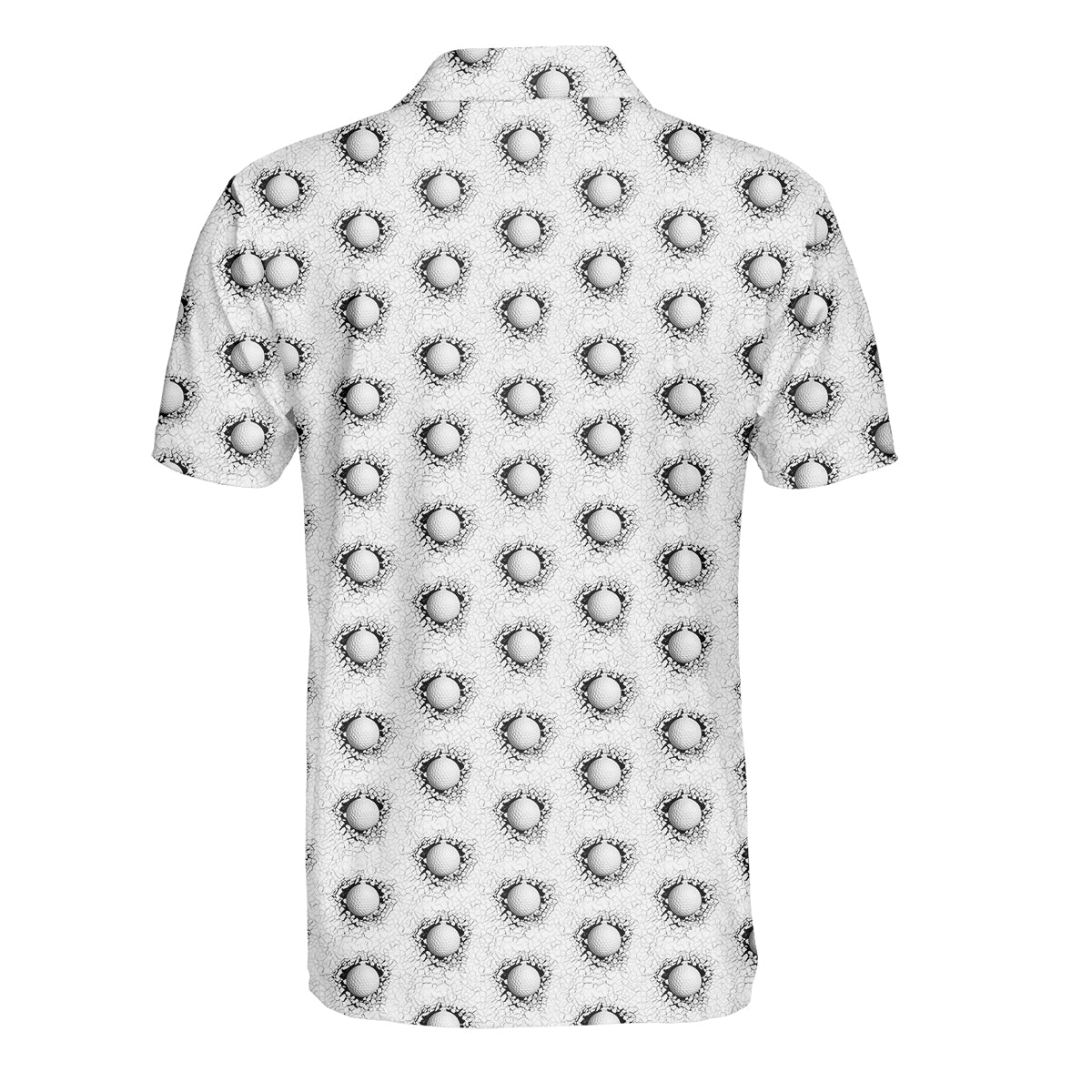 Cracked Golf Ball Pattern Golf Polo Shirt for Men – Unique 3D Golf Ball Print Performance Golf Shirt Lightweight Breathable Golf Polo