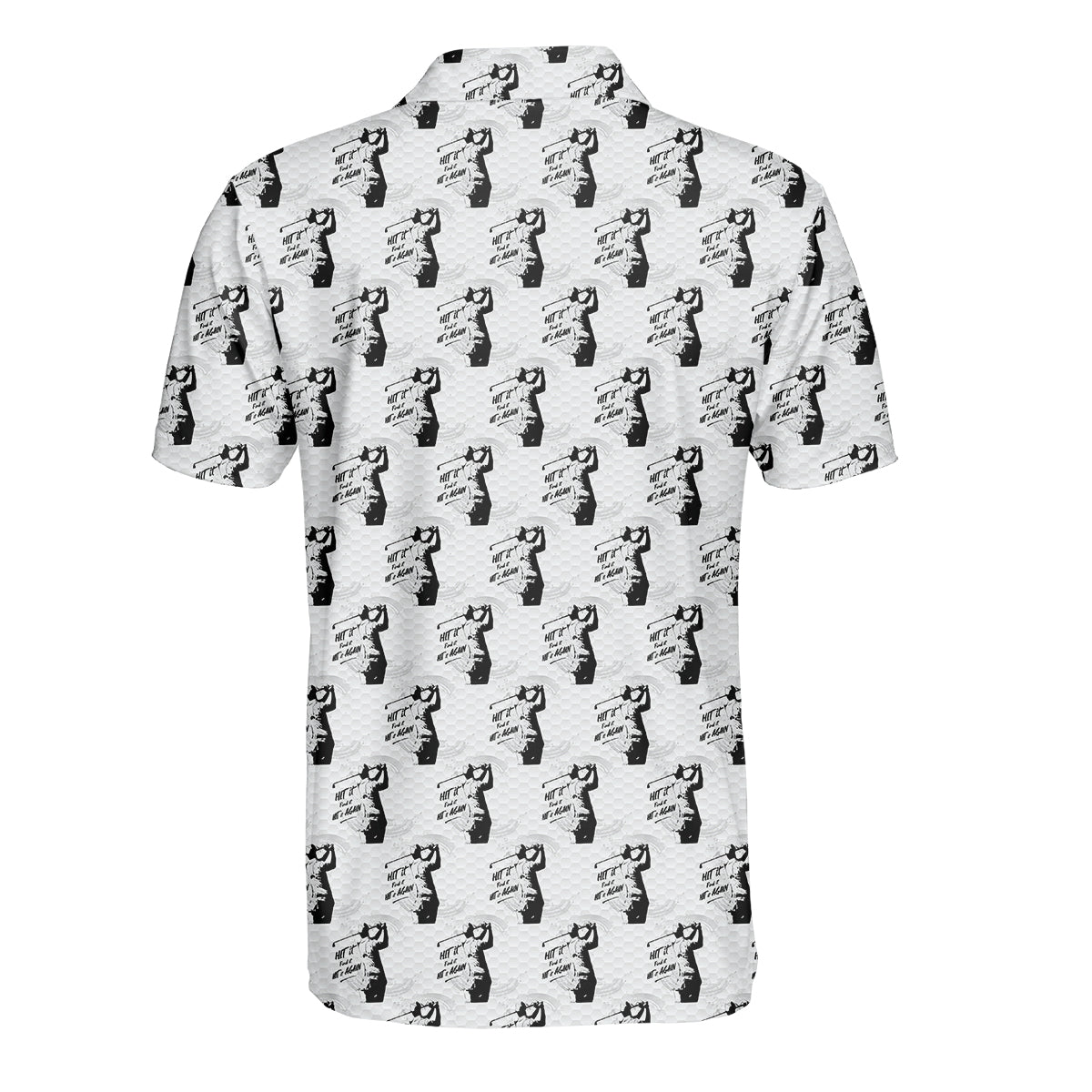 Funny Hit It Find It Hit It Again Golf Polo Shirt for Men – Vintage Golfer Pattern Performance Golf Shirt, Lightweight Breathable Golf Polo