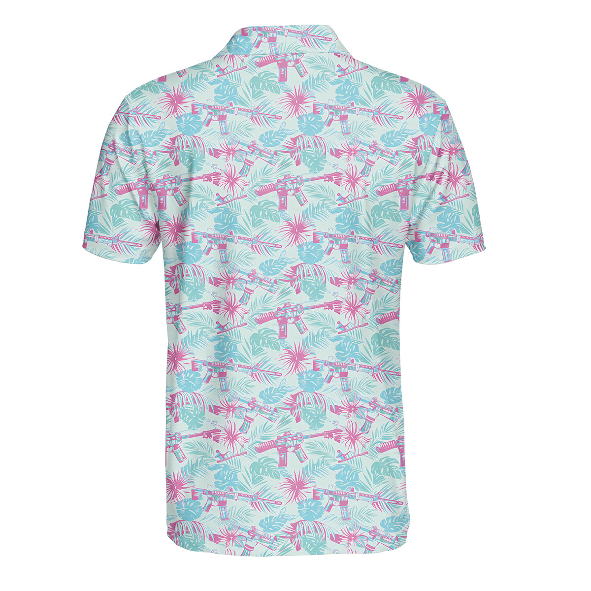 Funny Tactical Hawaiian Golf Polo Shirt for Men – Tropical Pattern Performance Golf Shirt, Lightweight Breathable Novelty Golf Polo