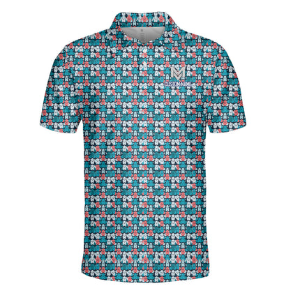 Funny Golf Ball Pattern Polo Shirt for Men Colorful All Over Print Performance Golf Polo Lightweight Breathable Golf Apparel Golfer Gift