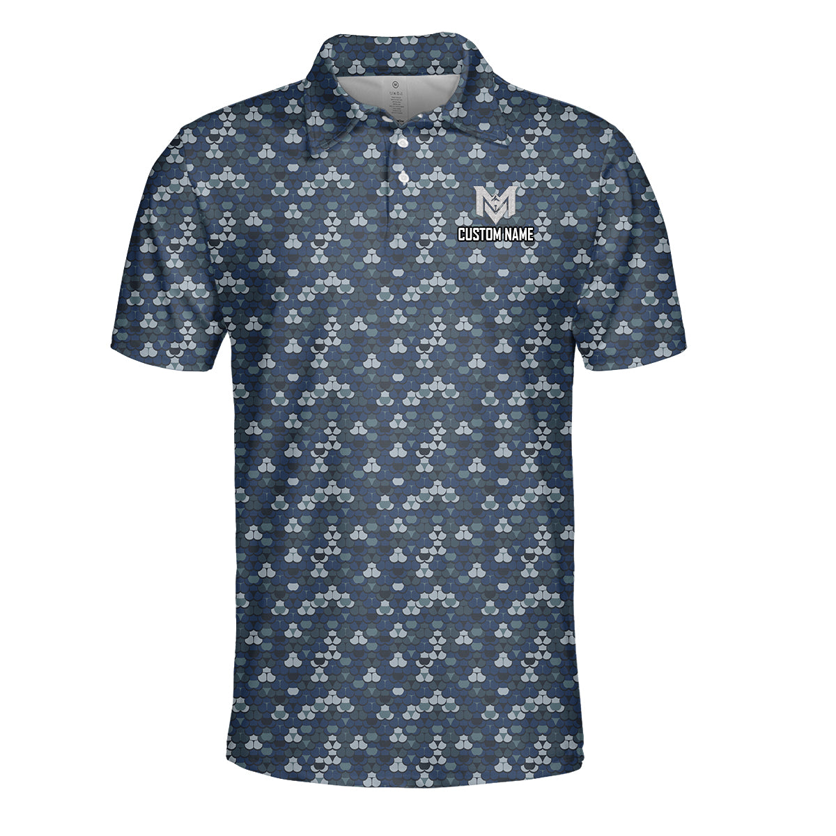 Personalized Blue Golf Ball Pattern Polo Shirt for Men All Over Print Performance Golf Polo Lightweight Breathable Golf Apparel