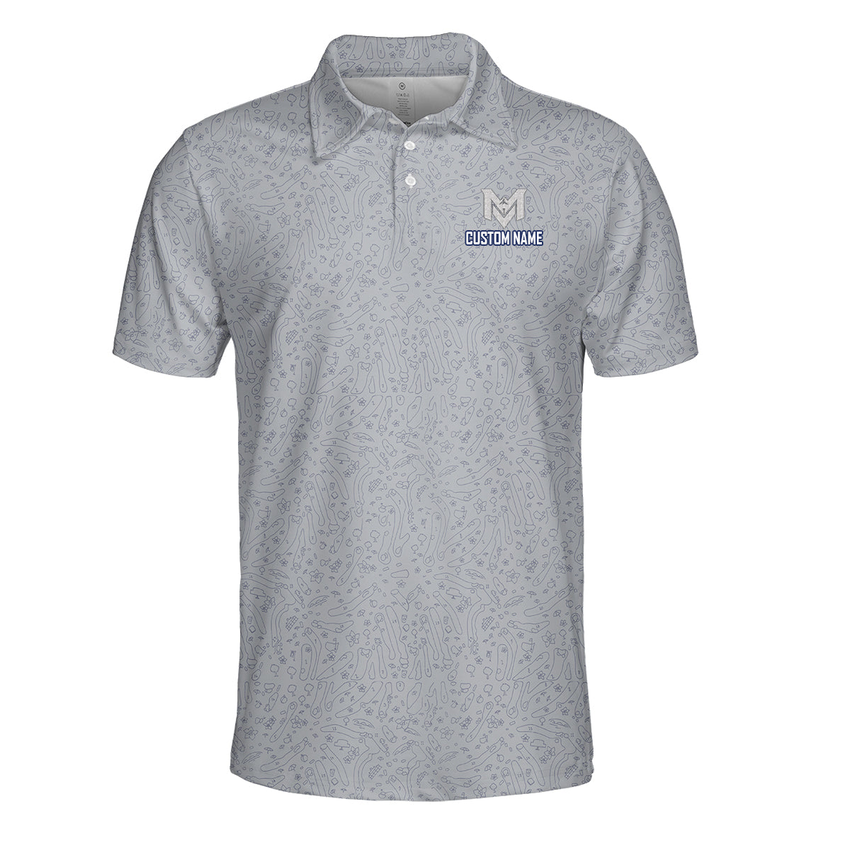 Personalized Funny Golf Doodle Pattern Polo Shirt for Men Minimalist All Over Print Performance Golf Polo Lightweight Breathable Golf Shirt