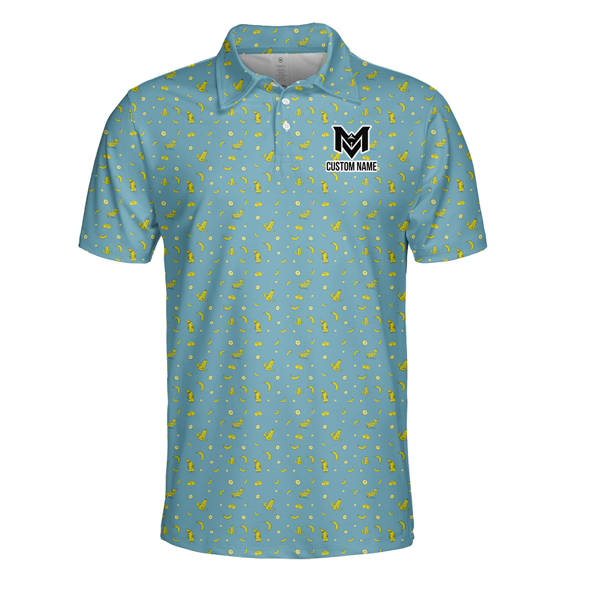 Personalized Banana Pattern Men's Polo Shirt – Custom Name Tropical Polo Shirt for Men