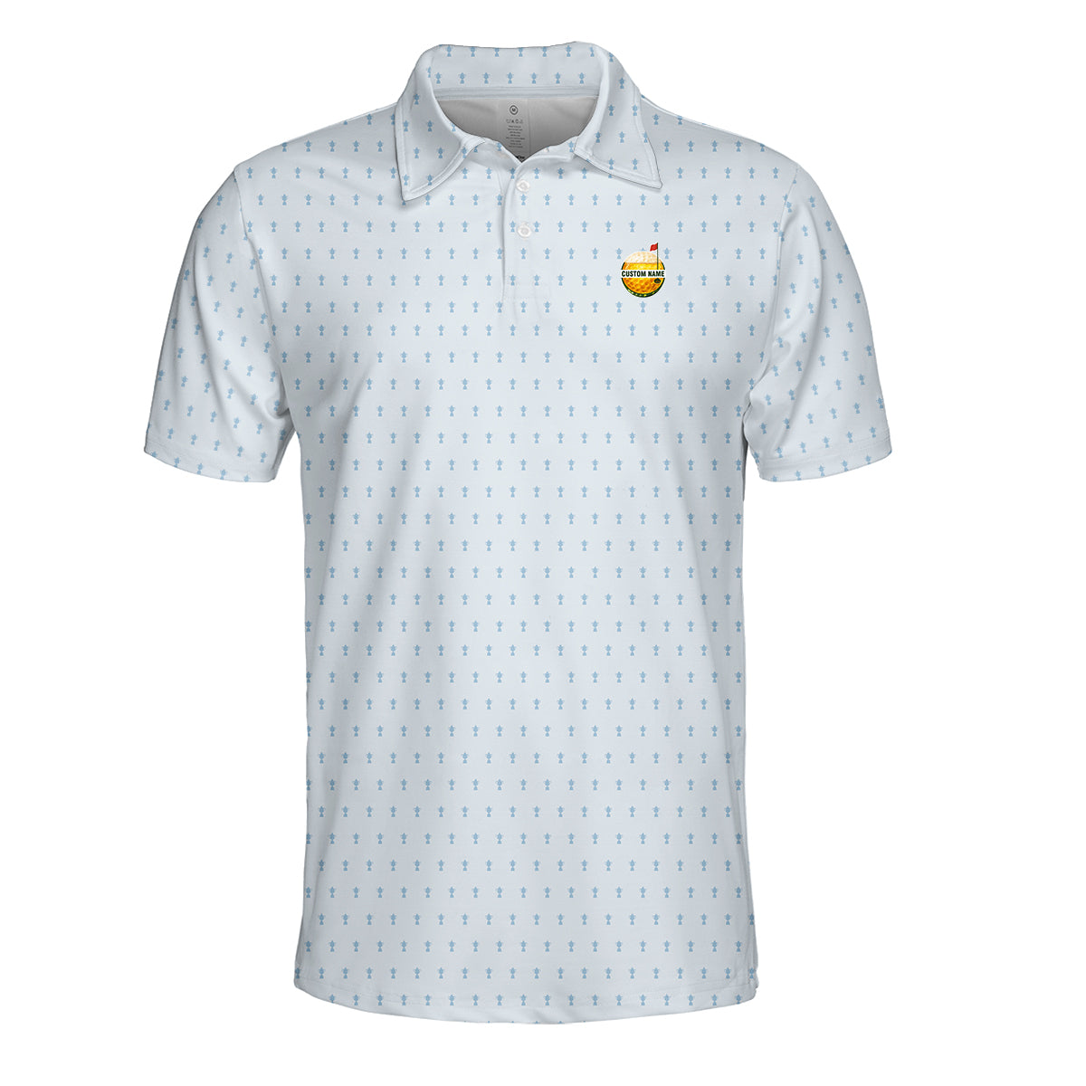 Personalized Custom Name Minimal Golf Trophy Pattern Polo Shirt for Men Stylish Golf Apparel