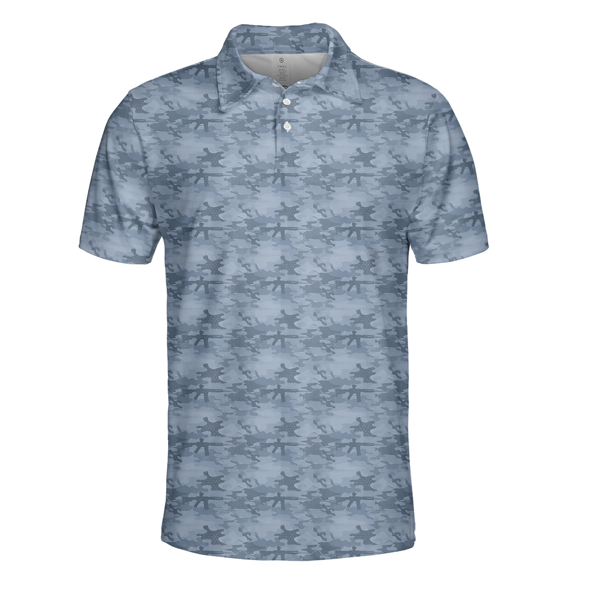 Men’s Tactical Camo Golf Polo Shirt, Rifle Camouflage Pattern Golf Shirt, Military Style Golf Polo, Patriotic Golf Apparel