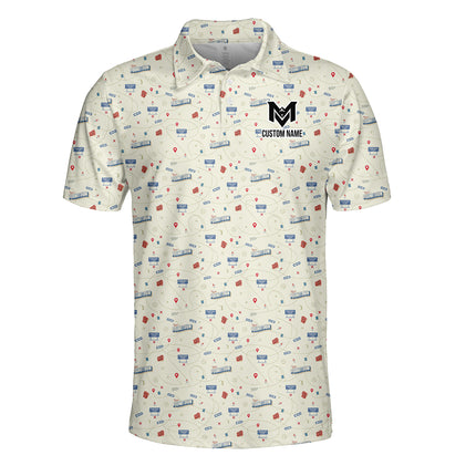 Funny Golf Course Map Polo Shirt for Men Golf Course Strategy Pattern Performance Golf Polo Lightweight Breathable Golf Apparel
