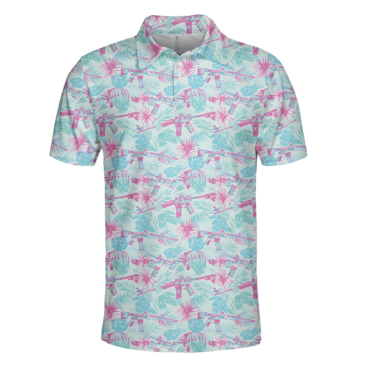 Funny Tactical Hawaiian Golf Polo Shirt for Men – Tropical Pattern Performance Golf Shirt, Lightweight Breathable Novelty Golf Polo