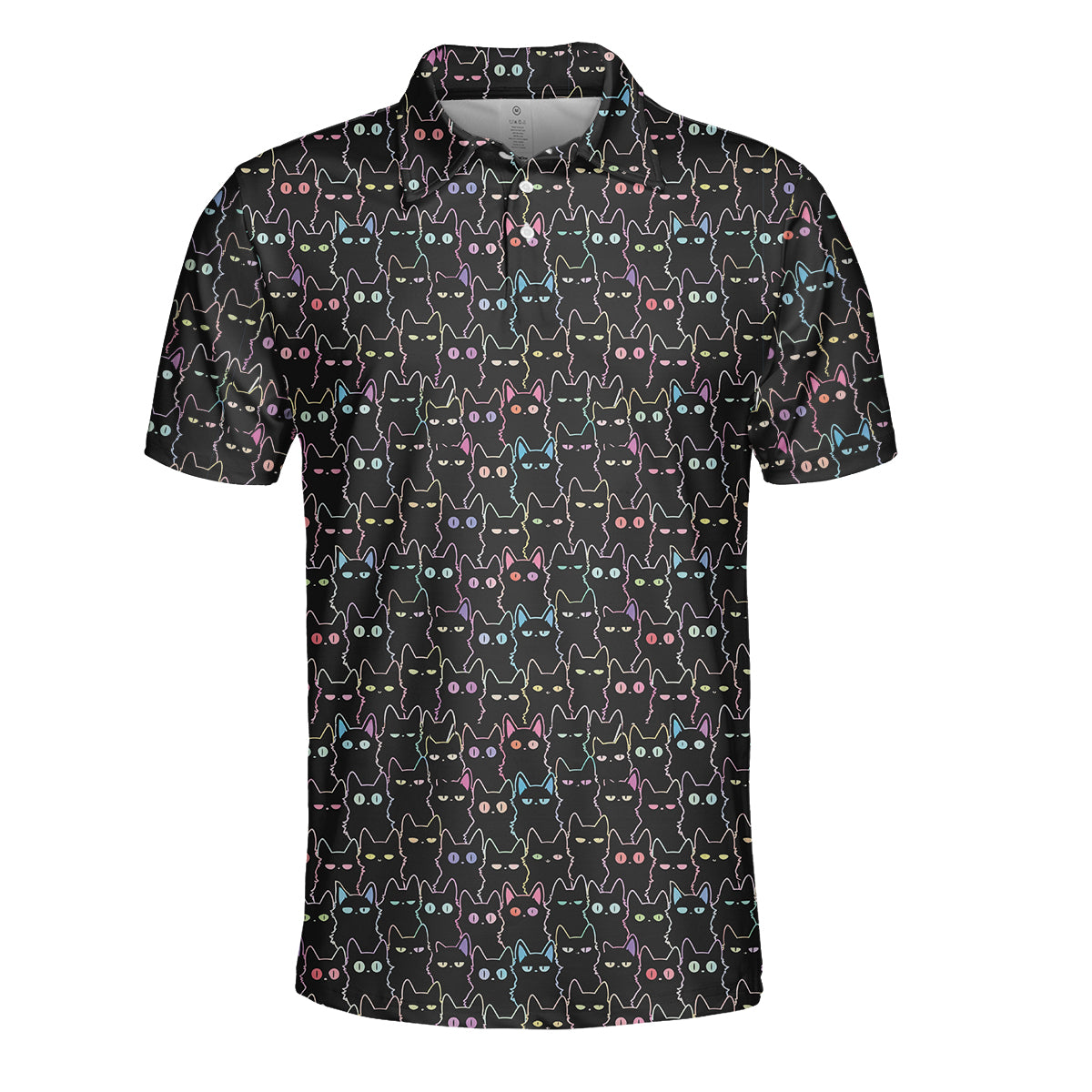 Black Cat Golf Polo Shirt Funny Cat Pattern Men Casual Golf Shirt