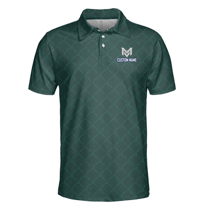 Masters Green Golf Polo Shirt for Men Classic Tournament Pattern Performance Golf Polo Lightweight Breathable Golf Apparel