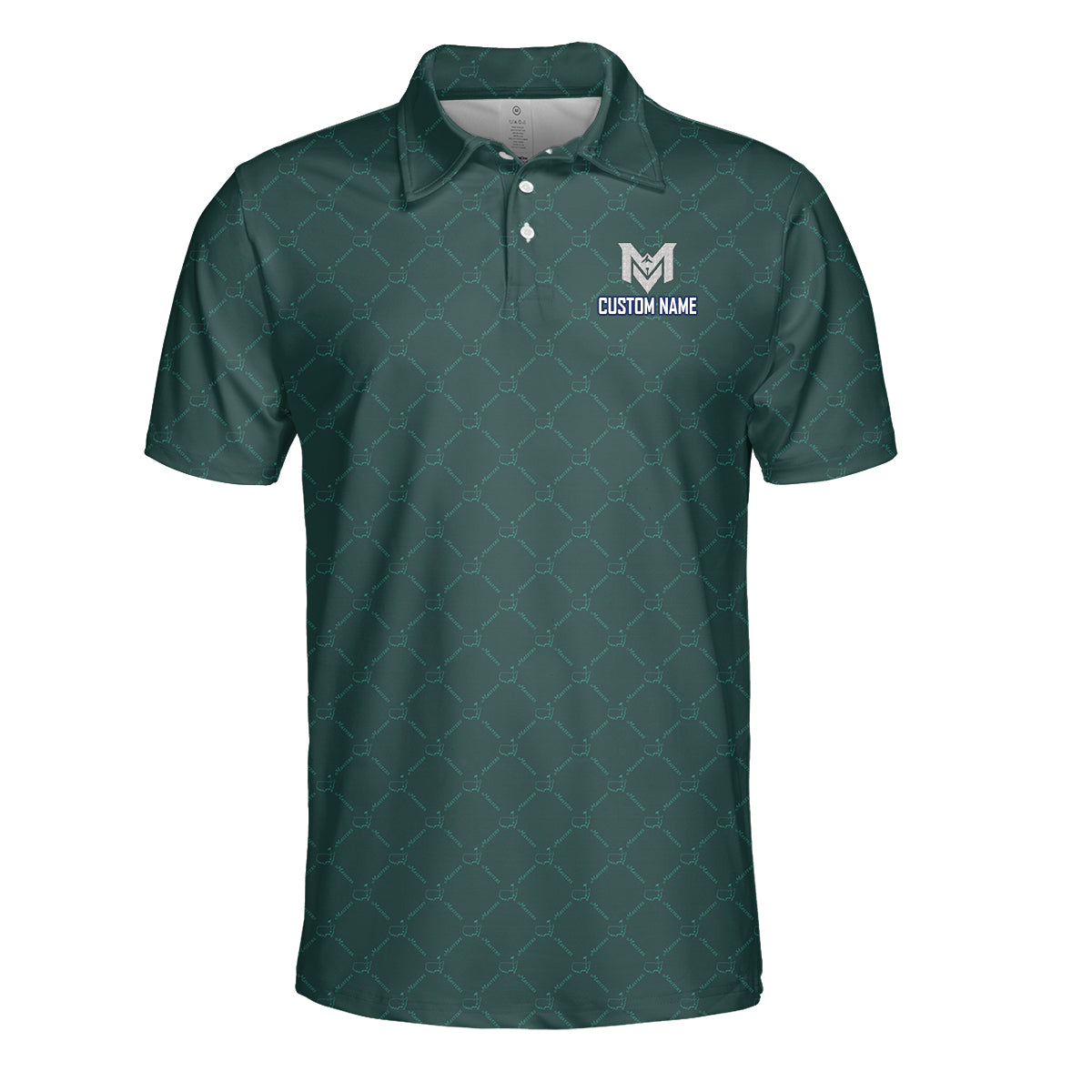 Personalized Masters Green Golf Polo Shirt for Men Classic Tournament Pattern Performance Golf Polo Lightweight Breathable Golf Apparel