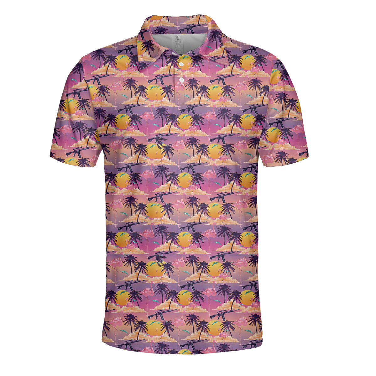 Women Golf Polo Tropical Palm Print Performance Breathable Shirt