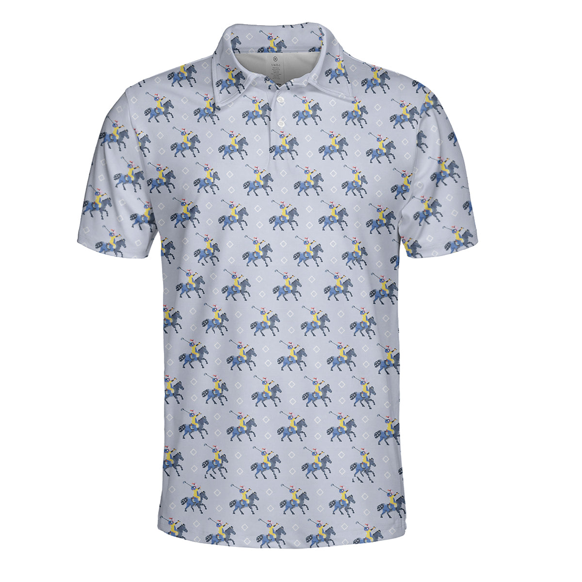 Funny Polo Golf Shirt Horse Rider Pattern Men Casual Golf Shirt