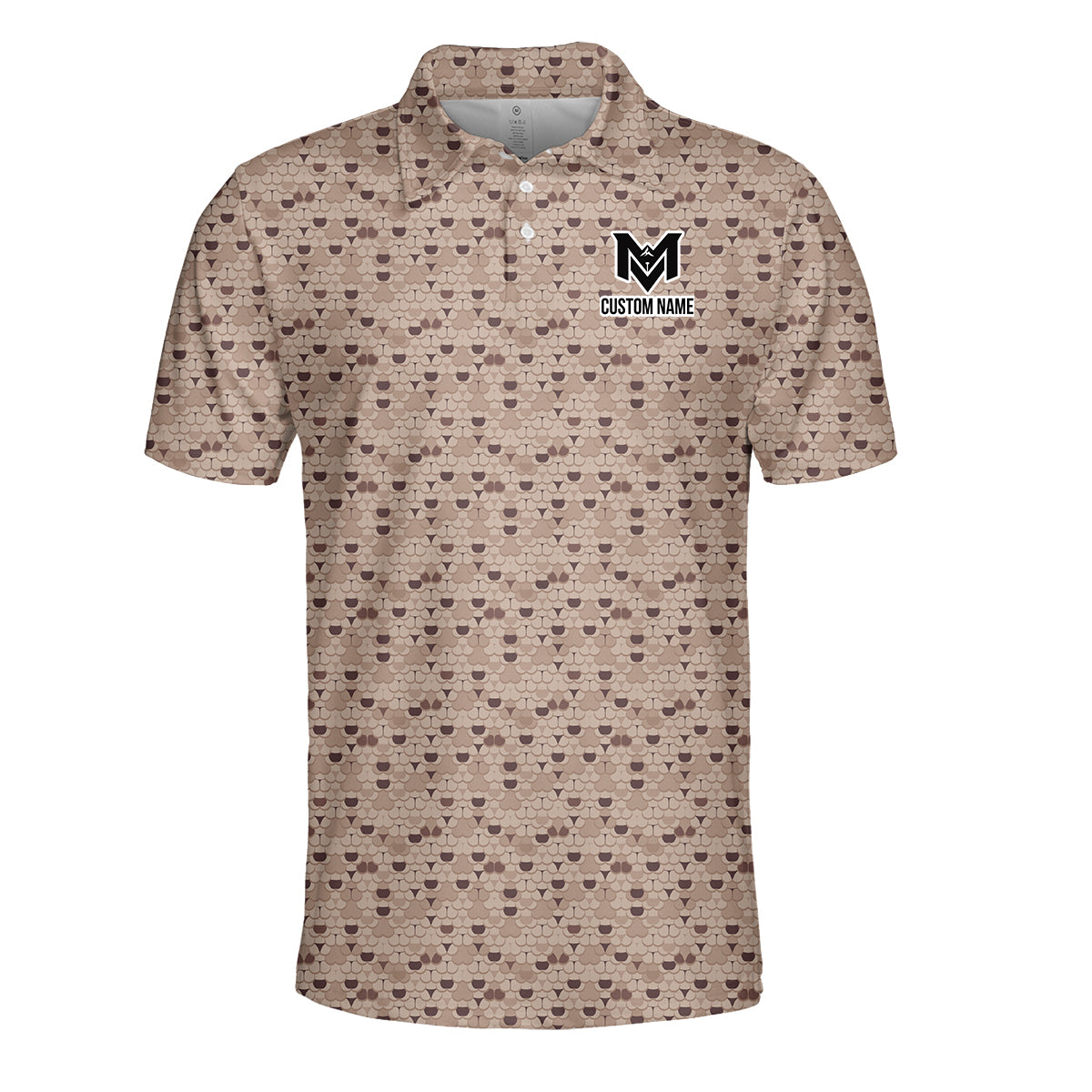 Personalized Brown Golf Ball Pattern Polo Shirt for Men Classic All Over Print Performance Golf Polo Lightweight Breathable Golf Apparel