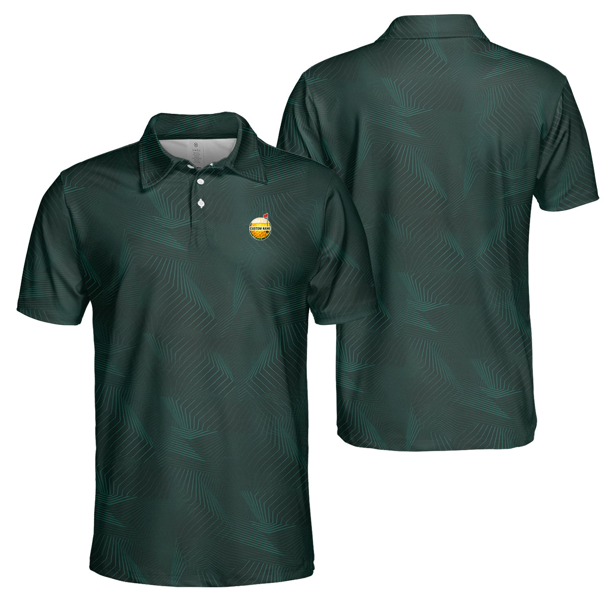 Personalized Custom Name Abstract Line Pattern Golf Polo Shirt for Men Modern Golf Apparel