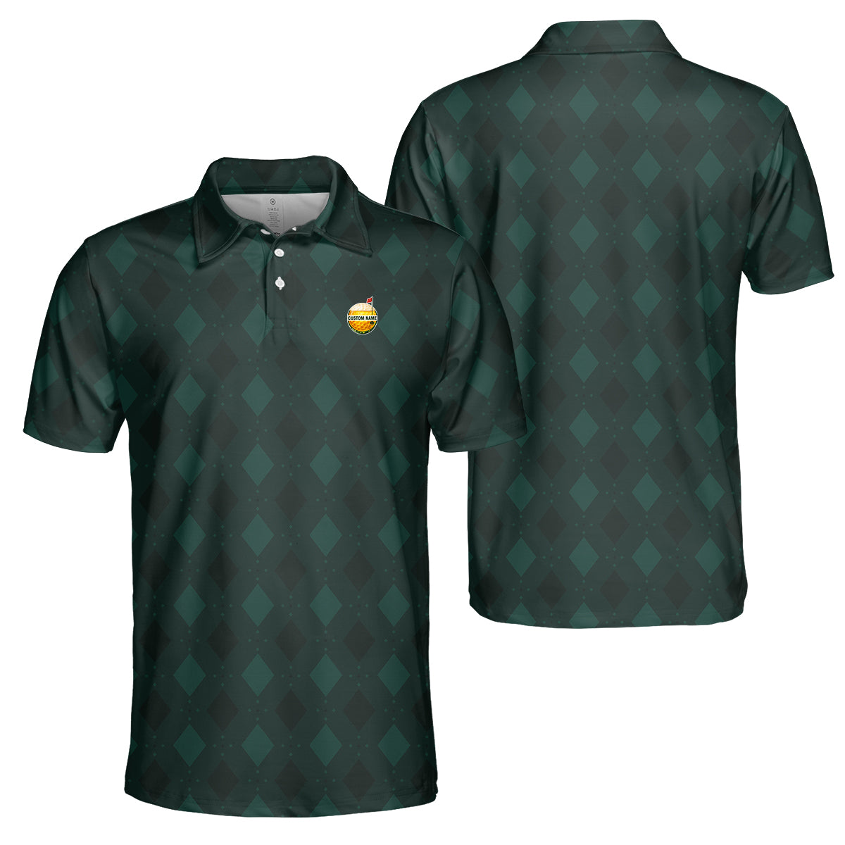 Personalized Custom Name Argyle Pattern Golf Polo Shirt for Men Classic Golf Apparel