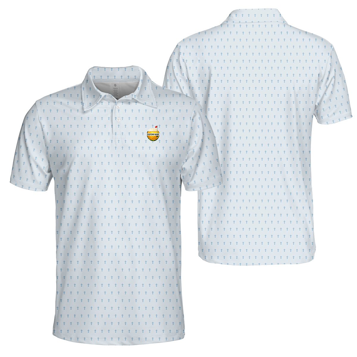 Personalized Custom Name Minimal Golf Trophy Pattern Polo Shirt for Men Stylish Golf Apparel