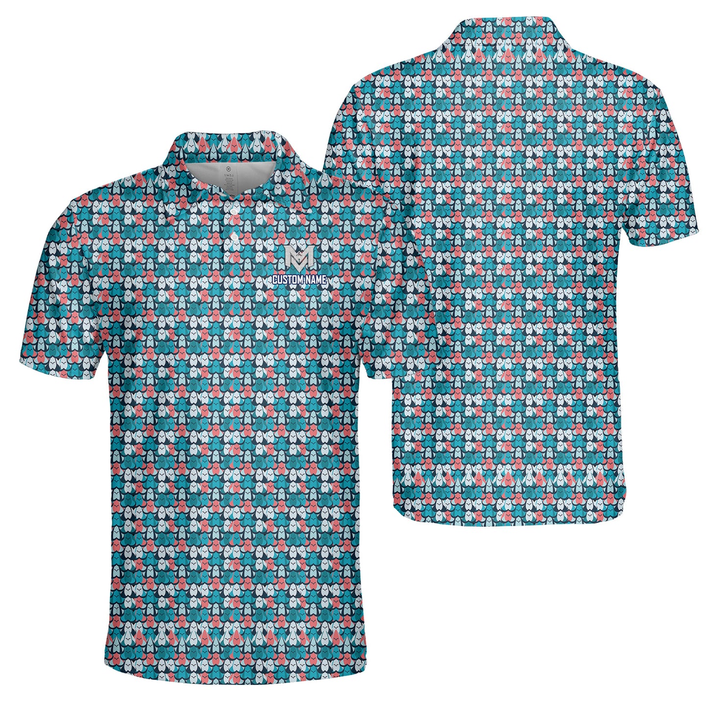 Personalized  Funny Golf Ball Pattern Polo Shirt for Men Colorful All Over Print Performance Golf Polo Lightweight Breathable Golf Apparel Golfer Gift