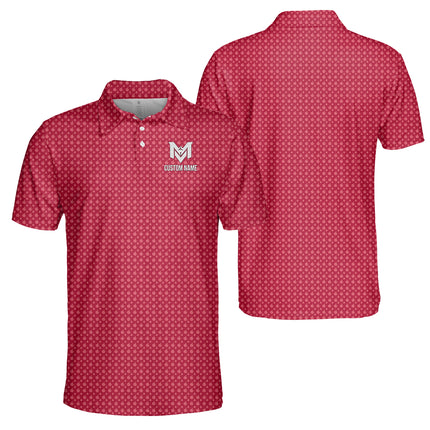Red Funny Golf Hand Gesture Polo Shirt for Men All Over Print Performance Golf Polo Lightweight Breathable Golf Apparel