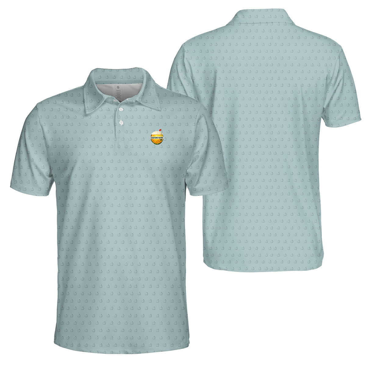 Personalized Golf Polo Shirt for Men – Custom Name Golf Ball Pattern Polo, Breathable Performance Golf Shirt, Unique Gift for Golfers