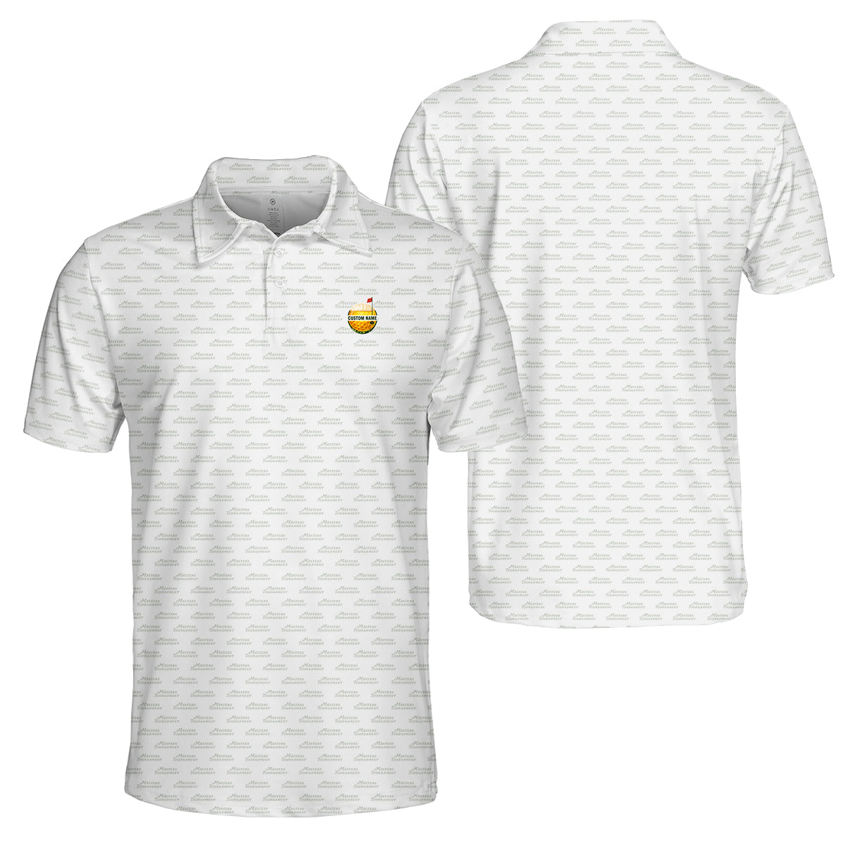 Personalized Custom Name Minimal Text Pattern Golf Polo Shirt for Men Modern Golf Apparel